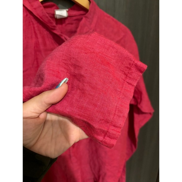 CTC linens Shirt Womens XS Heather Pink 100% Linen Classic High Low Button-Up - Picture 7 of 7